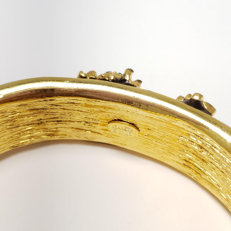 Kenneth Jay Lane KJL Pave Crystal Raised Motif Bangle Bracelet Leopard Pattern