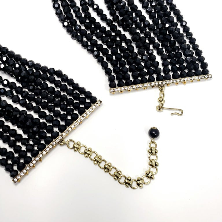 Heidi Daus Best in Bows Multi Strand Collar Necklace, Black and Clear Crystals