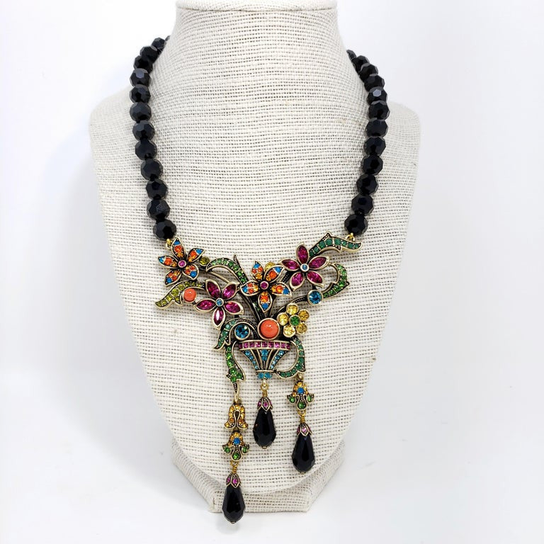 Heidi Daus Perfect Arrangement Beaded Crystal Dangling Flower Pendant Necklace
