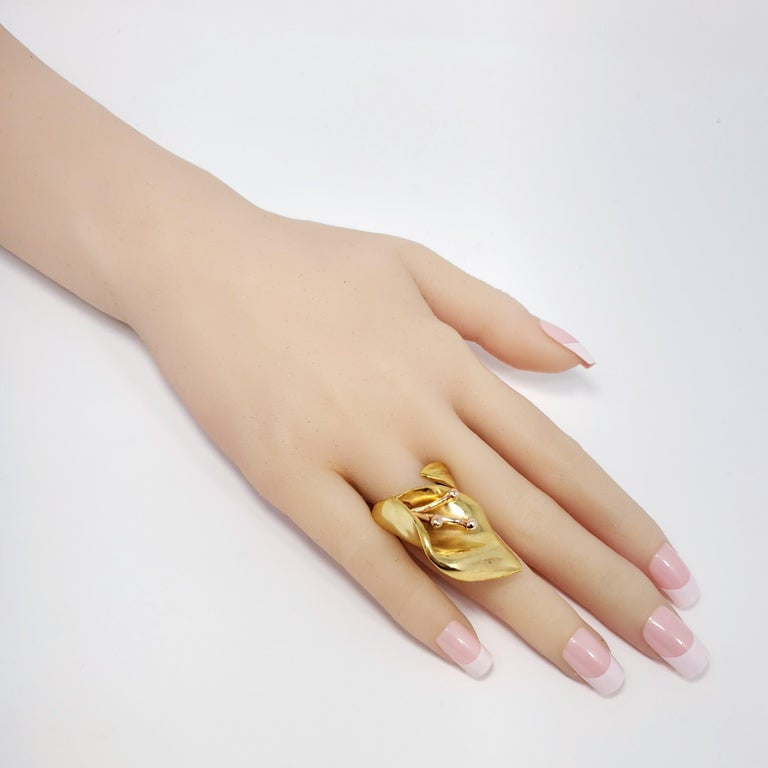 Oscar de la Renta Calla Lily Cocktail Statement Ring, Polished Gold