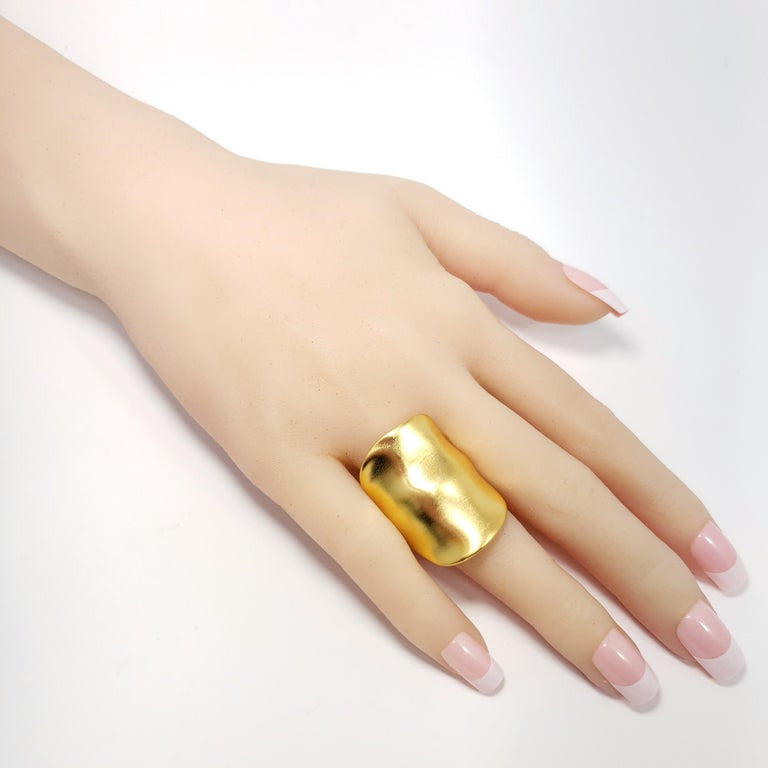 Kenneth Jay Lane Satin Gold Cocktail Statement Ring, KJL, Modern