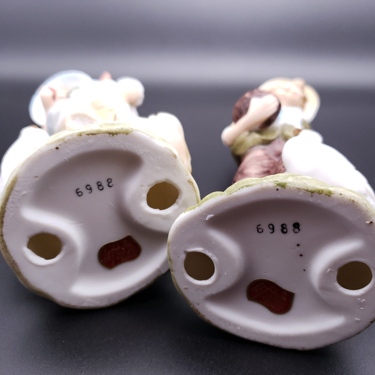 Vintage Lefton Porcelain Hand Painted Boy & Girl with Geese Figurines