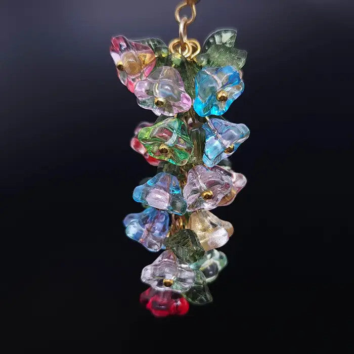 Vintage Swarovski Multicolor Flower Cluster Dangle Earrings, Vermeil, Sterling