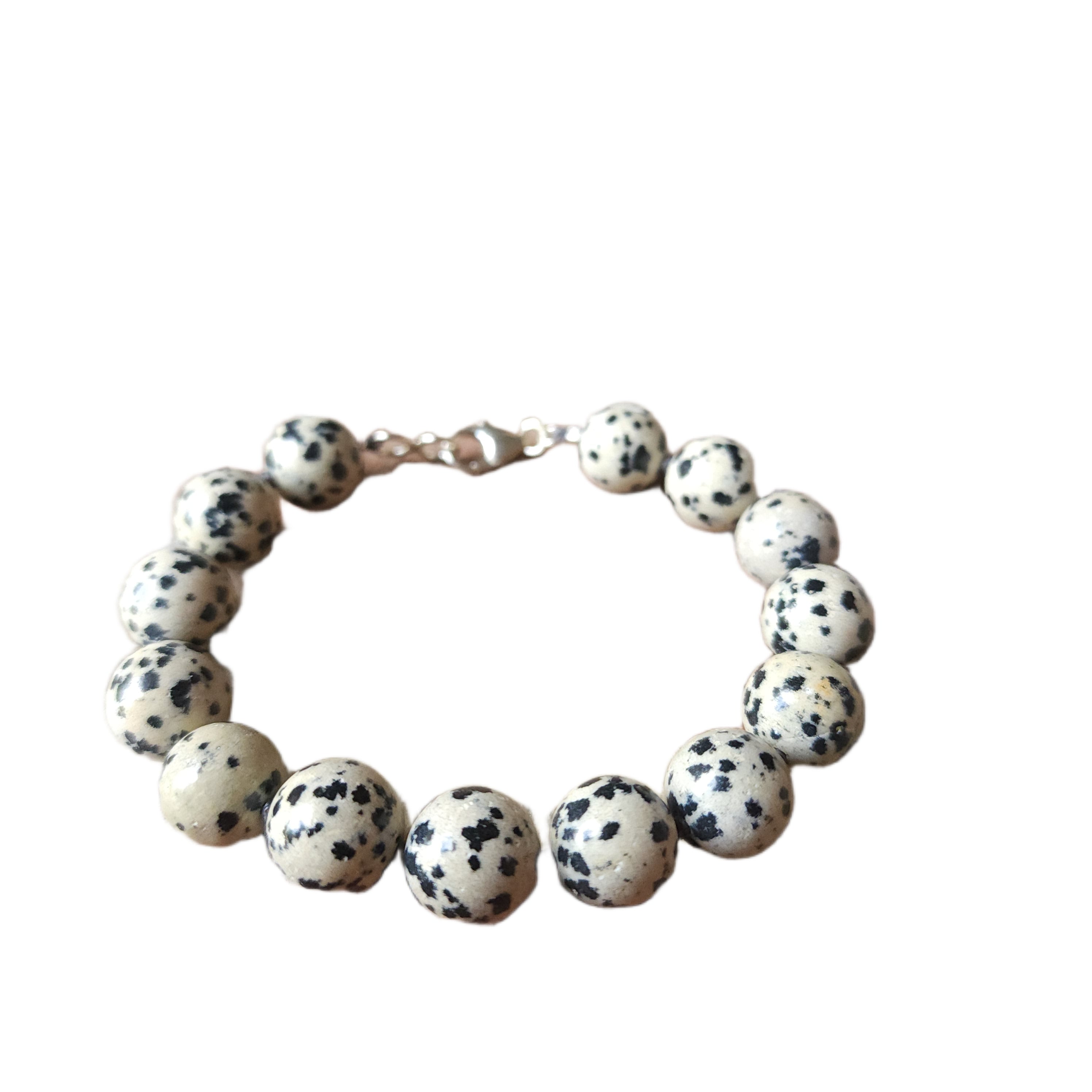 Artisan Dalmatian Jasper and Sterling Silver Knotted Bead Bracelet
