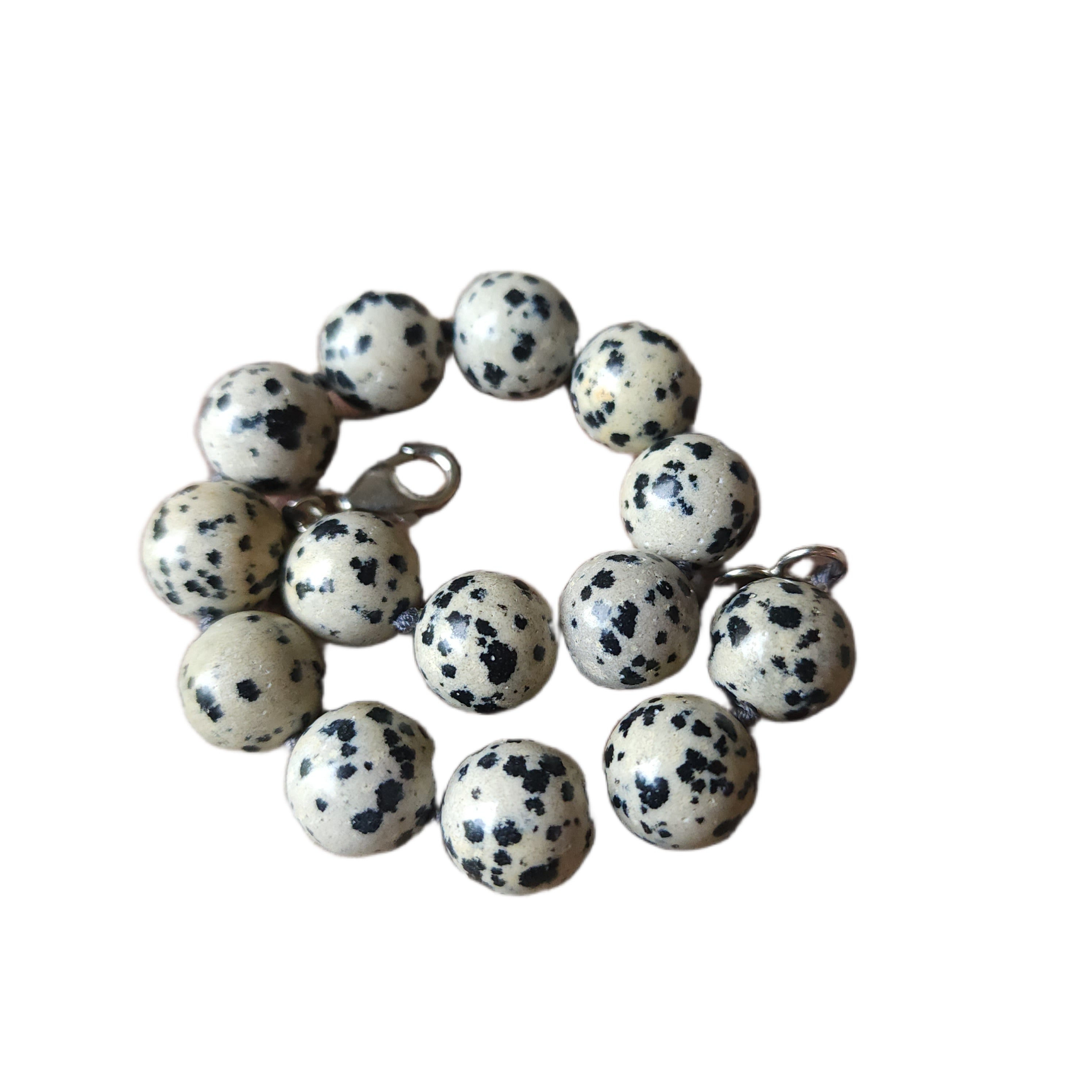 Artisan Dalmatian Jasper and Sterling Silver Knotted Bead Bracelet