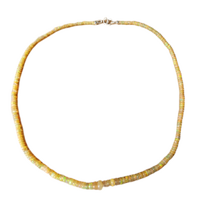 Ethiopian Opal Sterling Silver Graduated Rondelle Beaded Strand Necklace