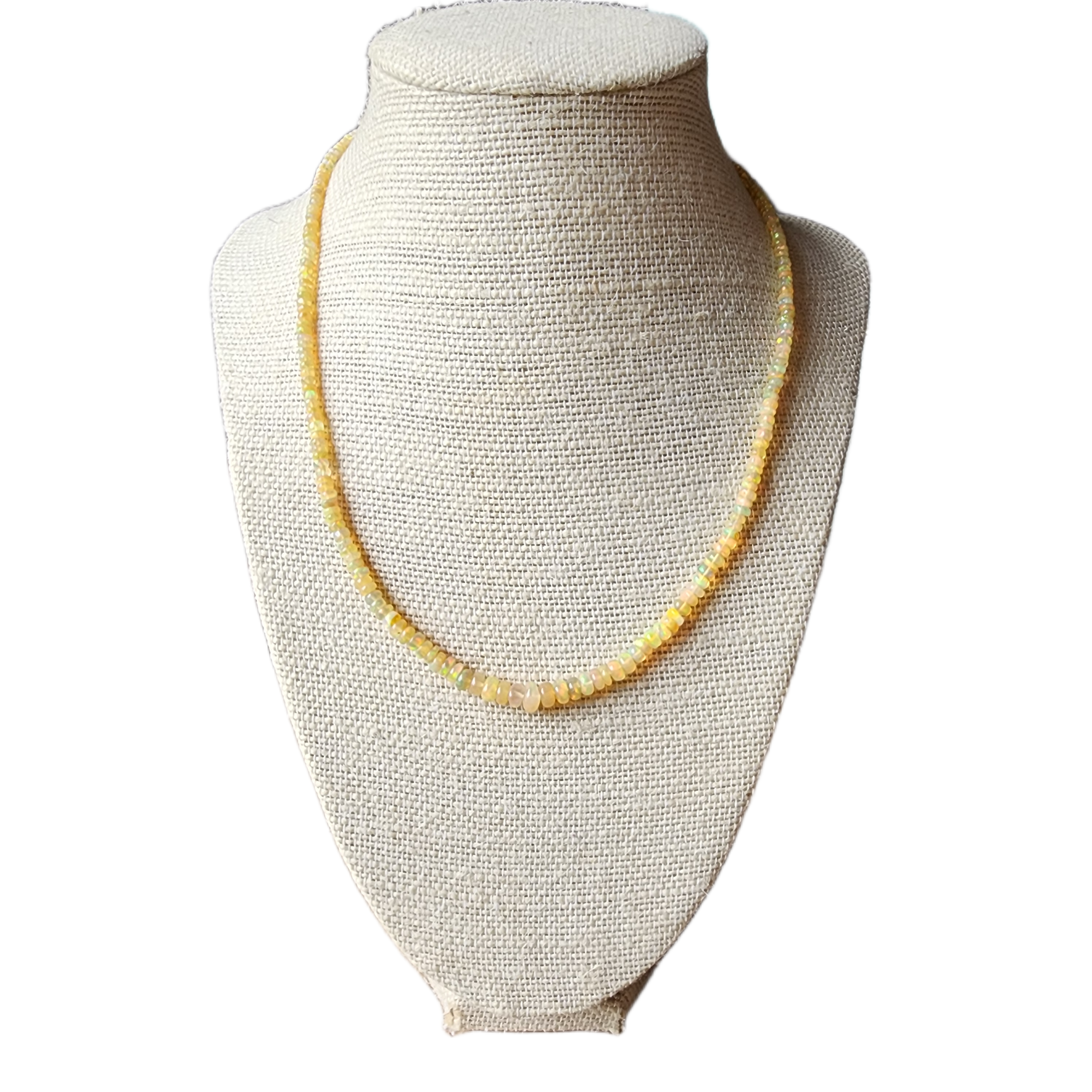 Ethiopian Opal Sterling Silver Graduated Rondelle Beaded Strand Necklace
