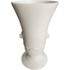 Vintage Anchor Hocking Vitrock Uranium Milk Glass Shell Vase