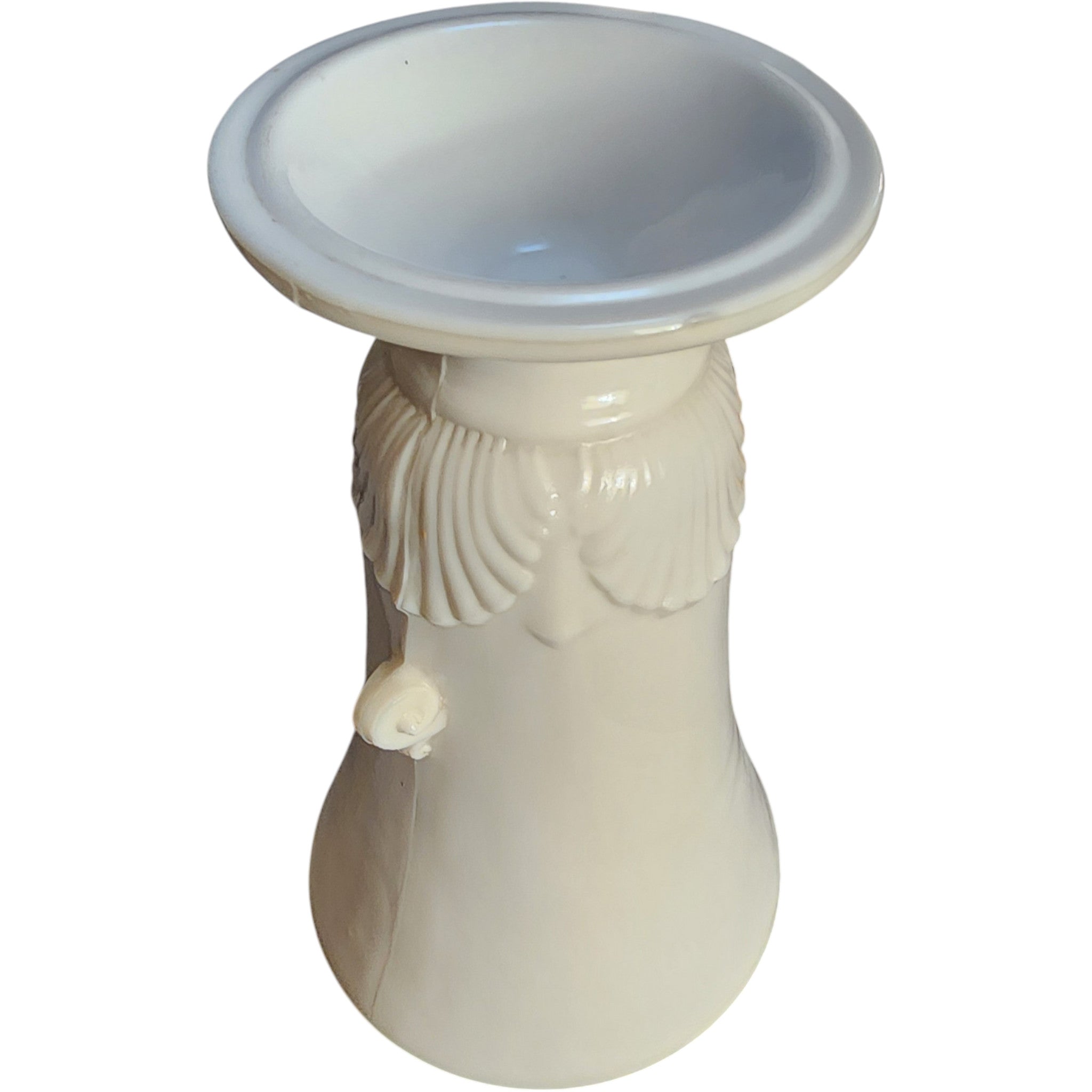 Vintage Anchor Hocking Vitrock Uranium Milk Glass Shell Vase
