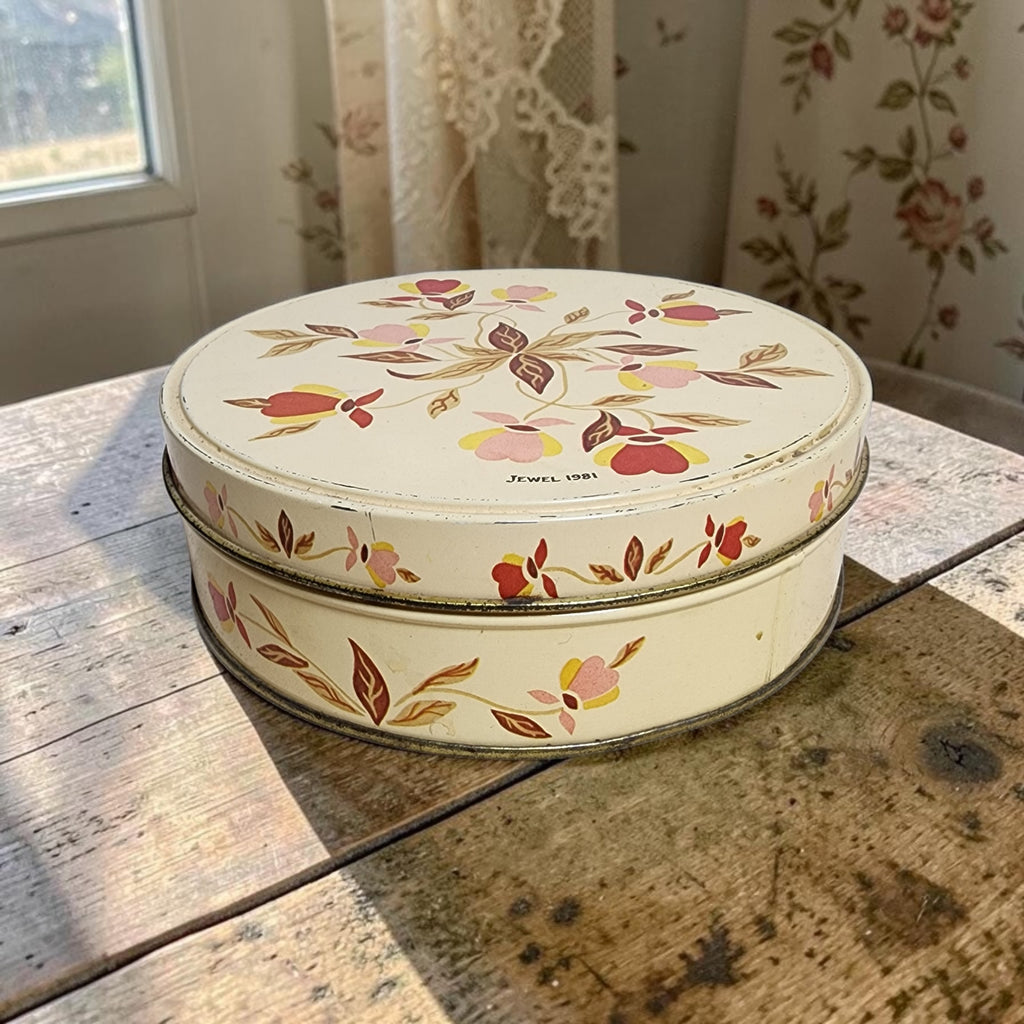 Vintage Hall China Autumn Leaf Holiday Fruit Cake Tin & Lid Autumn Leaf