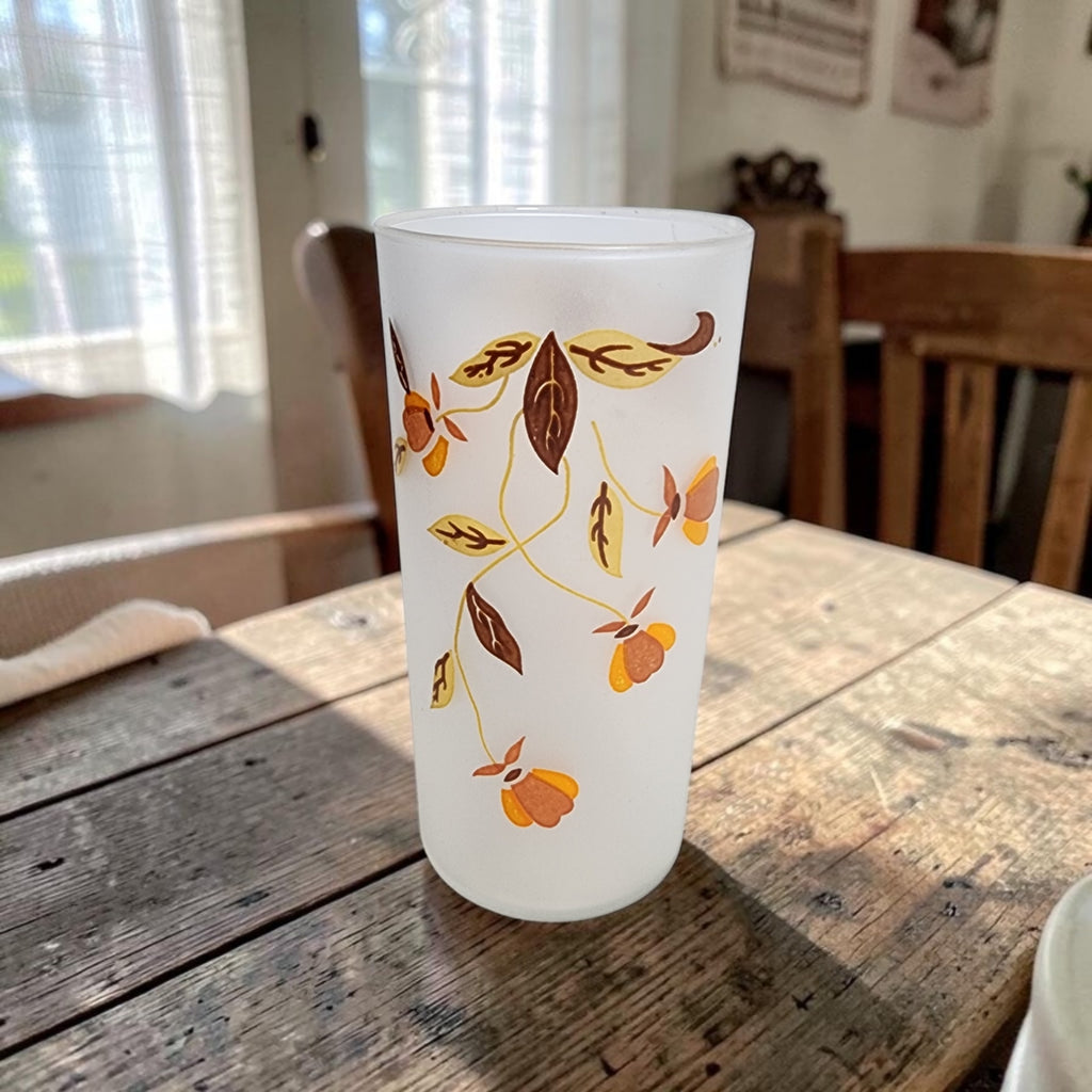 Hall China Autumn Leaf Holiday 12 Oz Glassware Frosted Tumbler