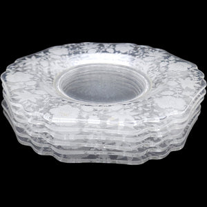 8" Cambridge Glass Wildflower Etched Clear Glass Salad Plates Set of 6