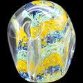Gentile Glass Yellow Blue Swirl Art Glass Pencil Holder Paperweight