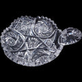 Antique American Brilliant Period Cut Glass Handled Nappi Dish Sawtooth Rim