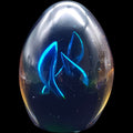 Vintage Egg Shaped Art Glass Paperweight Blue Green Iridescent Swirl