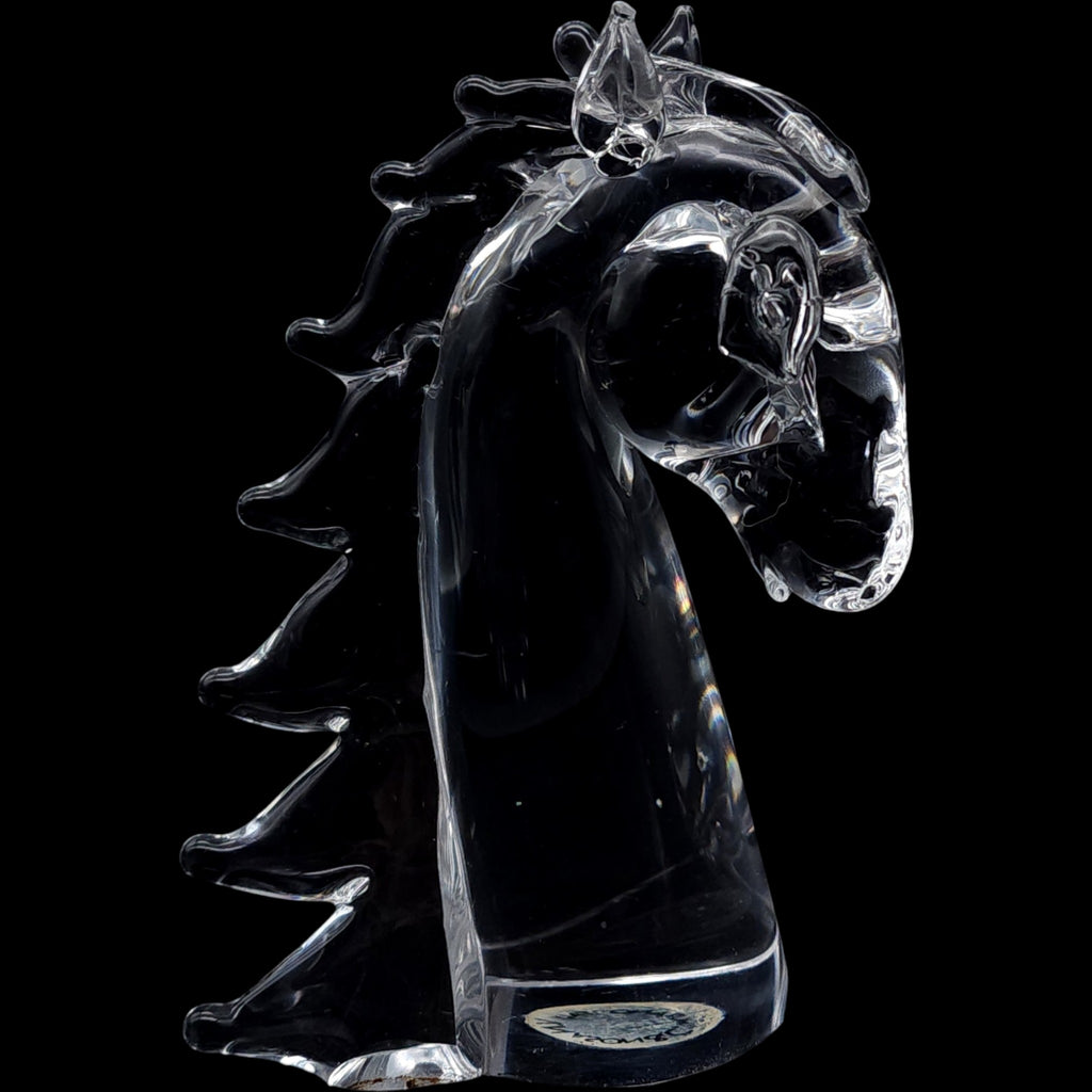 V. Nason & C. Murano Clear Glass Horse Head Figurine Italian Art Glass