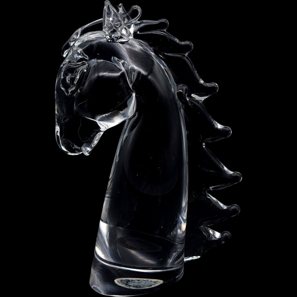 V. Nason & C. Murano Clear Glass Horse Head Figurine Italian Art Glass