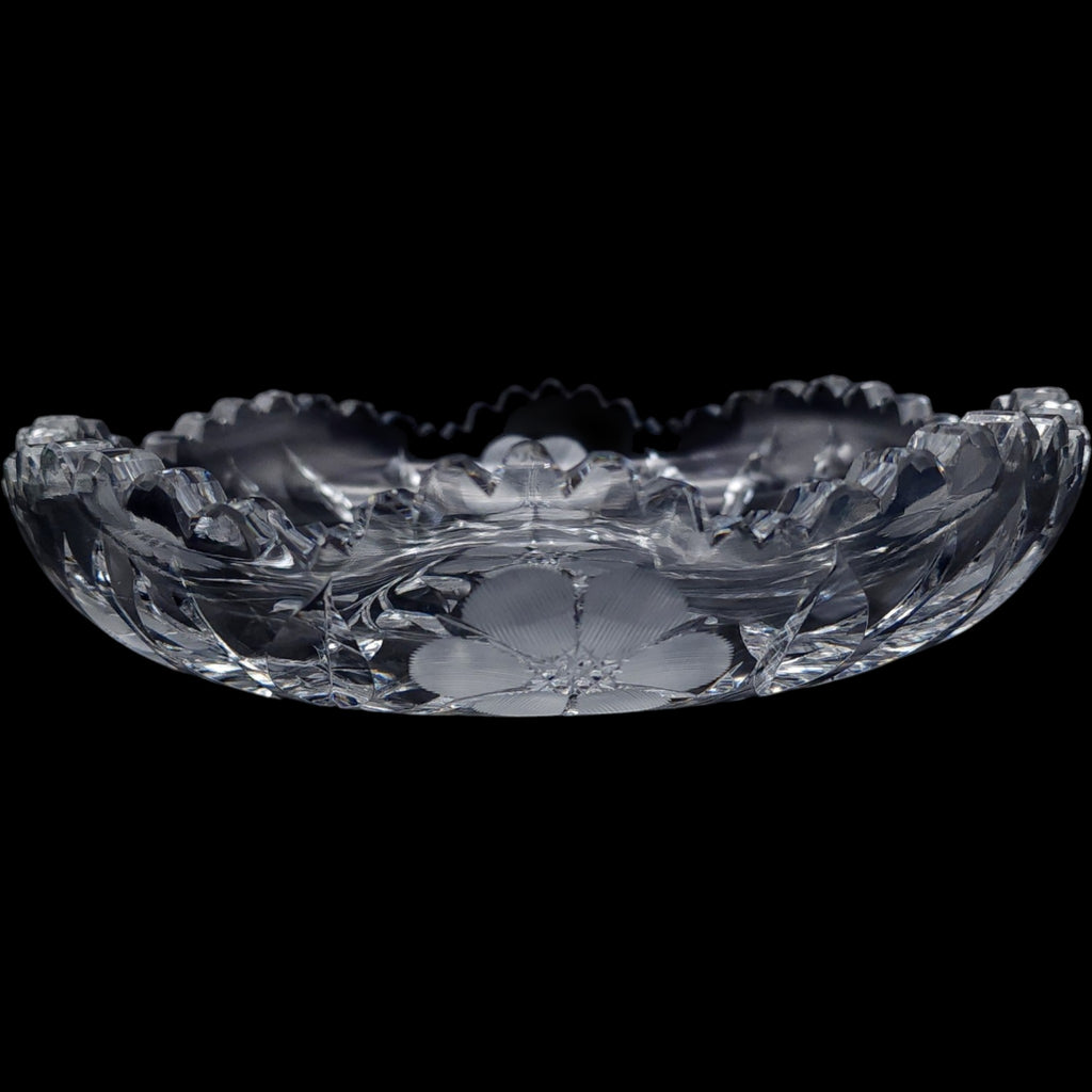 Antique American Floral Cut Glass Serving Bowl