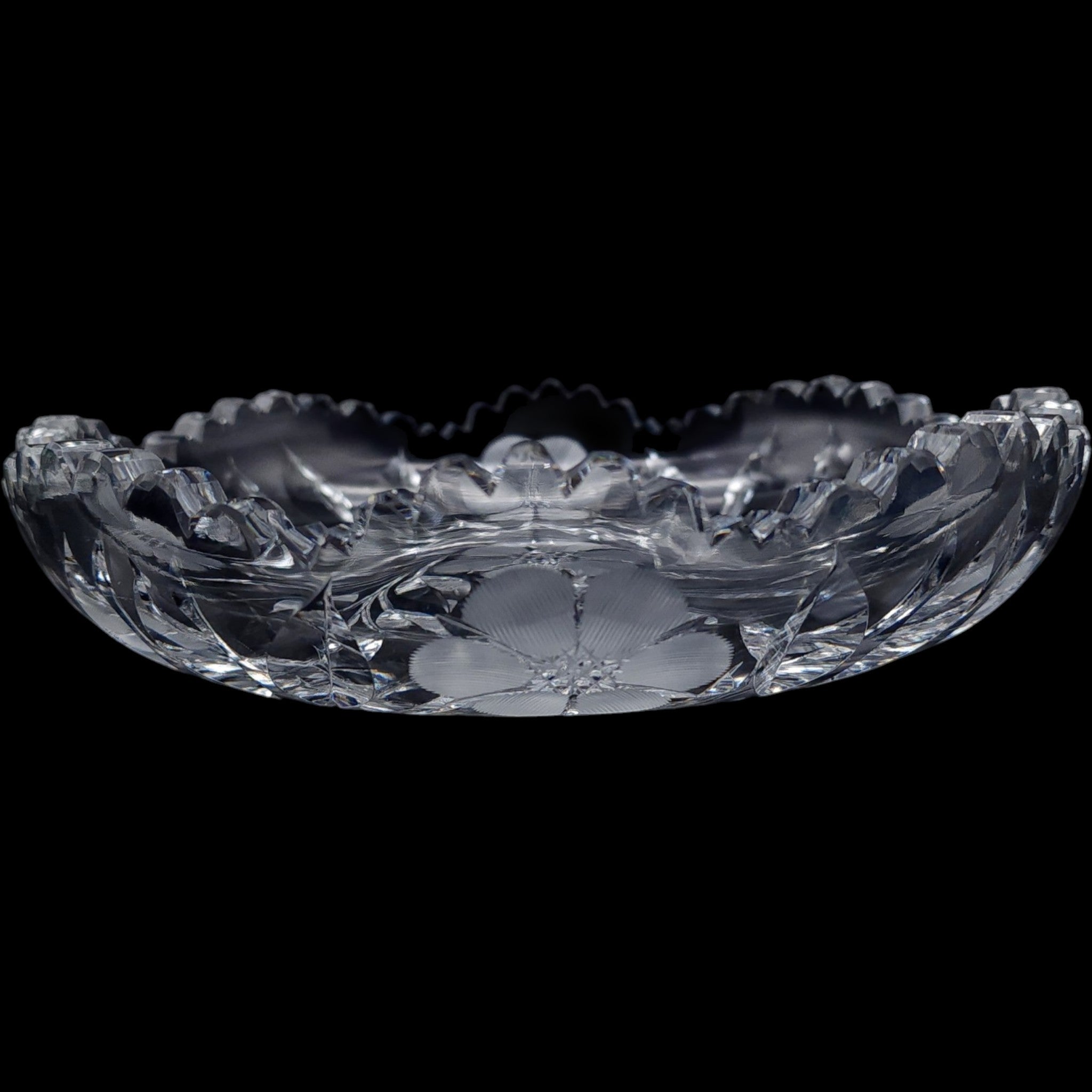 Antique American Floral Cut Glass Serving Bowl