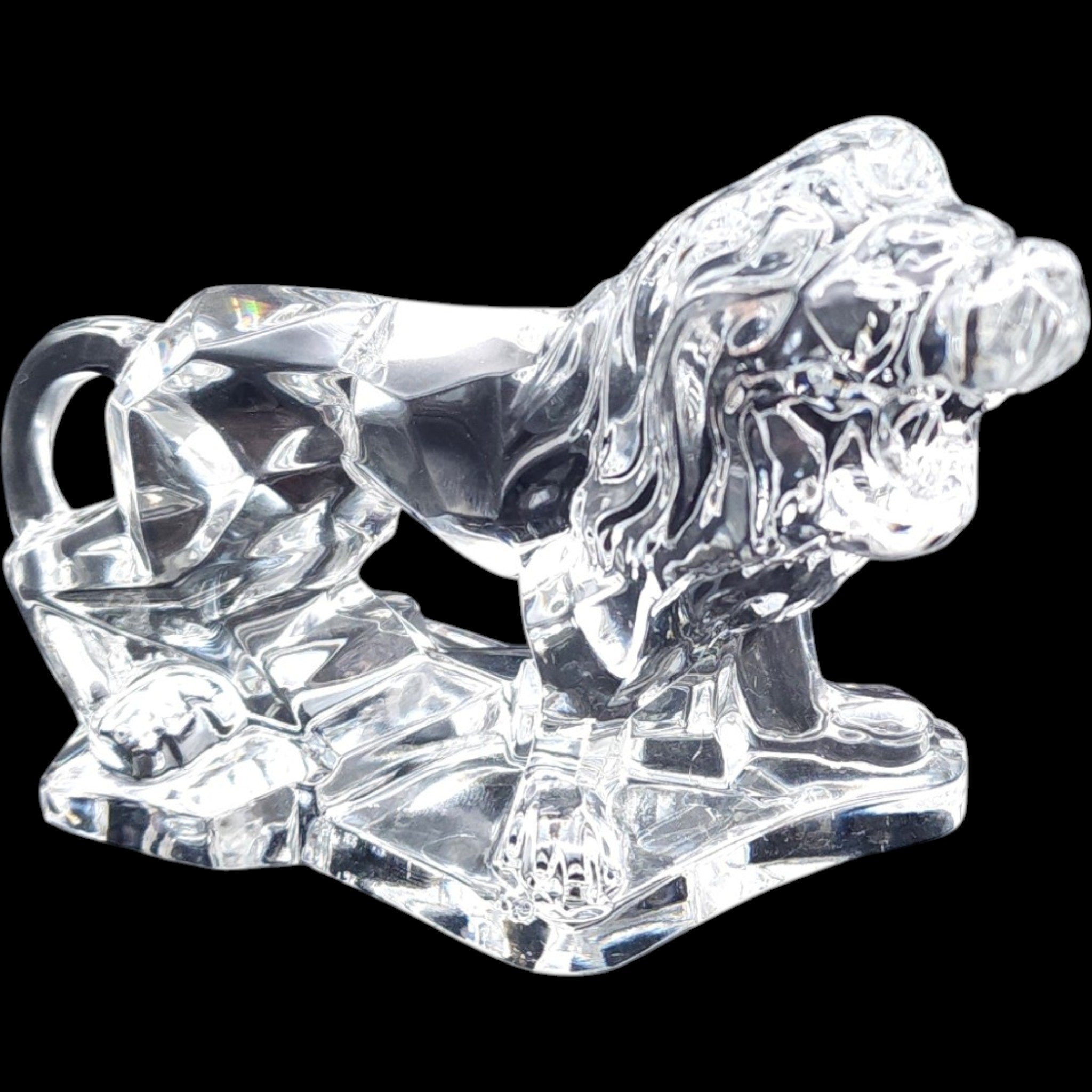 Vintage Clear Crystal Lion Figurine Sculpture