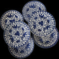 7" Vintage Blue & White Porcelain Phoenix Bird Plates Set of 6