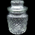 Vintage Pressed Glass Diamond Pattern Lidded Jar Canister