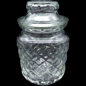 Vintage Pressed Glass Diamond Pattern Lidded Jar Canister
