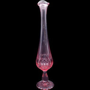 Vintage Fenton Colonial Pink Thumbprint Swung Vase Pedestal Art Glass
