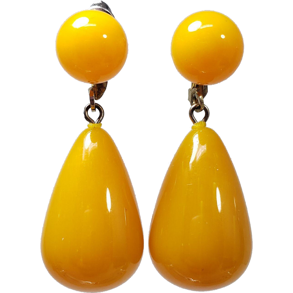 Vintage Dangling Faux Amber Stud Earrings