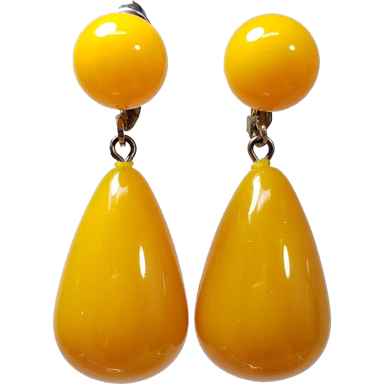 Vintage Dangling Faux Amber Stud Earrings