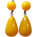 Vintage Dangling Faux Amber Stud Earrings