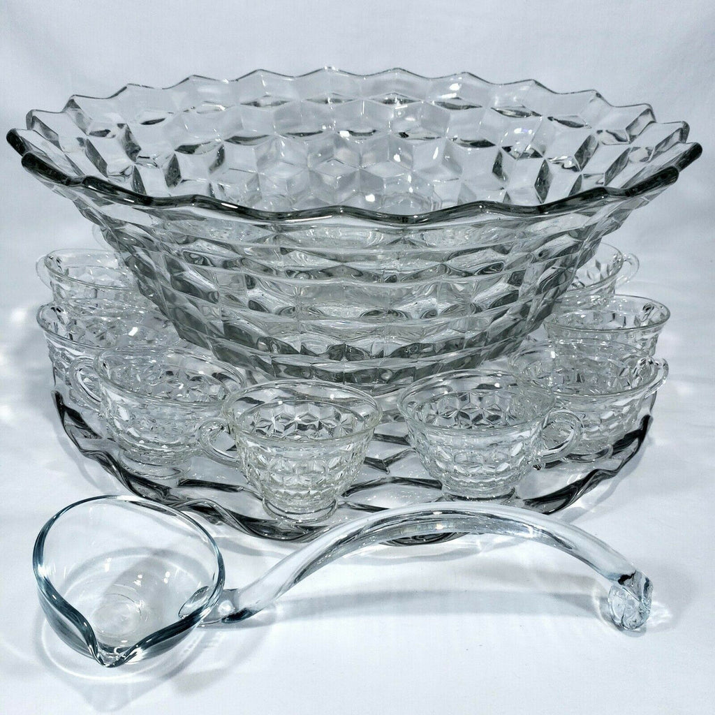 18" FOSTORIA American Clear 15 Pc Punch Bowl Set