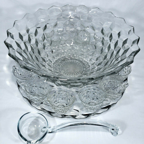 18" FOSTORIA American Clear 15 Pc Punch Bowl Set