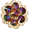 Vintage Watermelon Rivoli Flower Pin Brooch