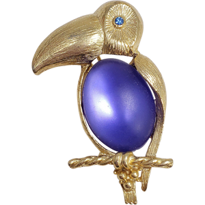 Sarah Coventry Blue Jelly Belly Toucan Pin Brooch
