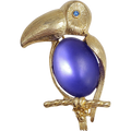 Sarah Coventry Blue Jelly Belly Toucan Pin Brooch