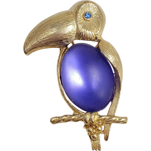Sarah Coventry Blue Jelly Belly Toucan Pin Brooch