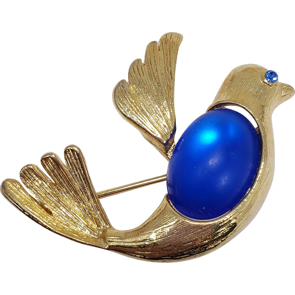Sarah Coventry Baby Blue Jelly Belly Bird Pin Brooch