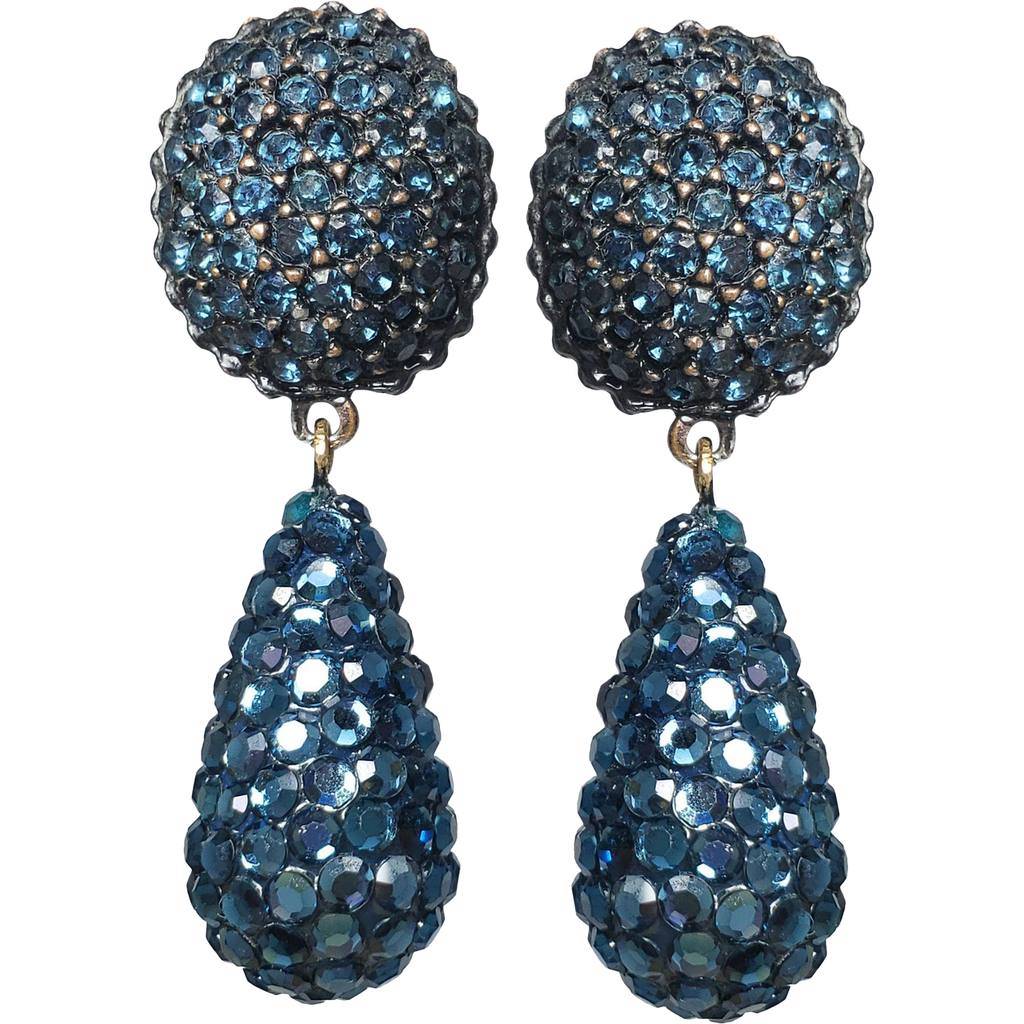 Vintage Swarovski Crystals Dangle Clip On Earrings