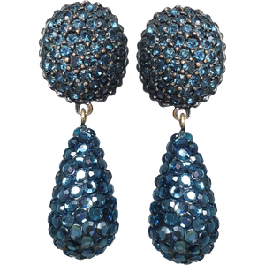 Vintage Swarovski Crystals Dangle Clip On Earrings
