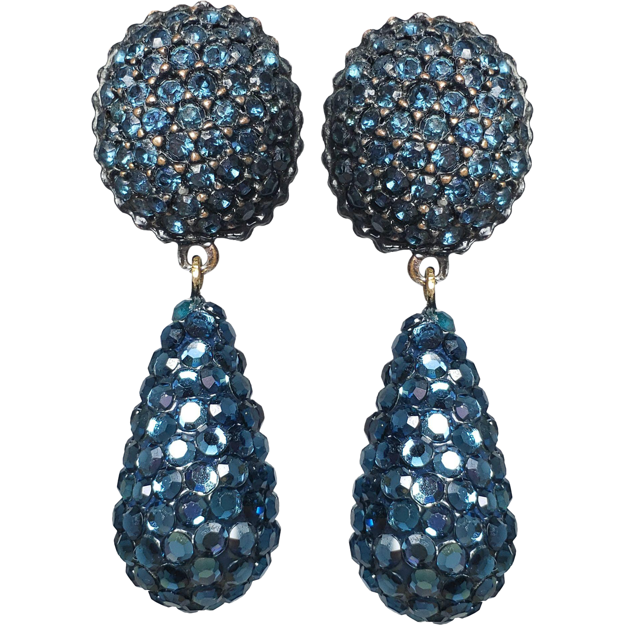 Vintage Swarovski Crystals Dangle Clip On Earrings