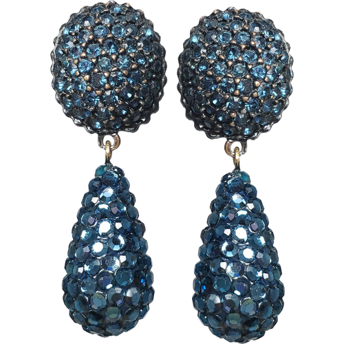 Vintage Swarovski Crystals Dangle Clip On Earrings