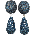 Vintage Swarovski Crystals Dangle Clip On Earrings