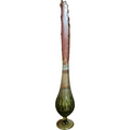 21" Fenton Avocado Green Thumbprint Glass Swung Bud Vase