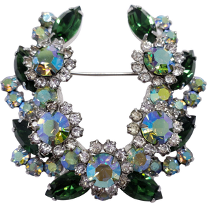 Juliana DeLizza & Elster Large Green Leaf in Silver Pin Brooch