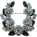 Juliana DeLizza & Elster Large Green Leaf in Silver Pin Brooch