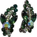 Juliana DeLizza & Elster Large Green Leaf in Silver Clip On Earrings