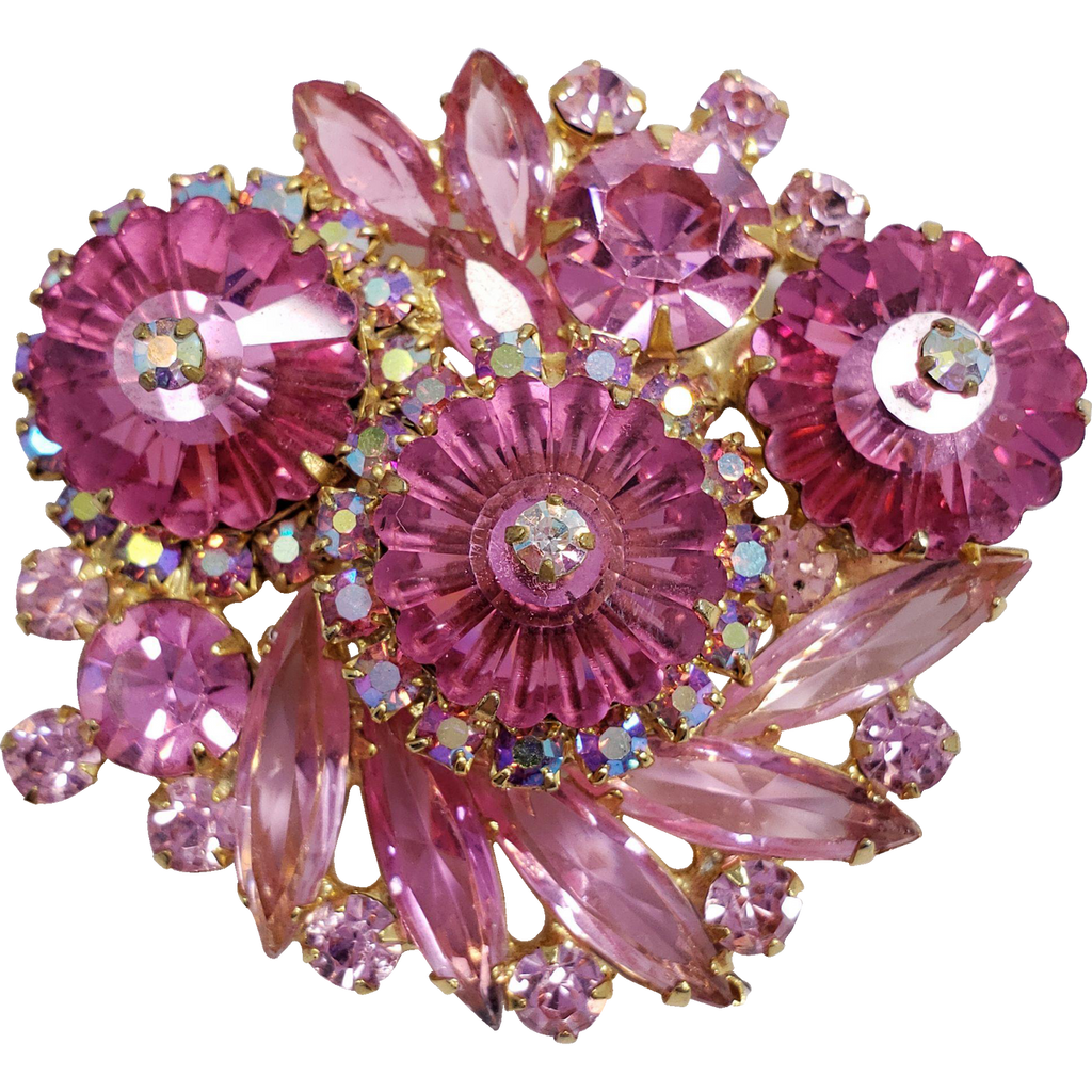 Juliana DeLizza & Elster Large Rose Margarita in Gold Pin Brooch
