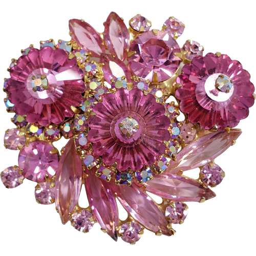 Juliana DeLizza & Elster Large Rose Margarita in Gold Pin Brooch