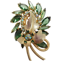 Juliana DeLizza & Elster Large Green Leaf in Gold Pin Brooch